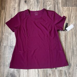 Infinity Women's Sz XL Scrub Wine Top Nursing Pharmacy Medical Workwear NWT #31